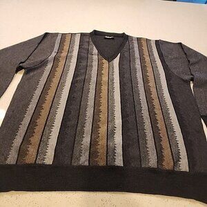 Mens Massoti Wool Blend Sweater 2XL Gray Vneck Italy